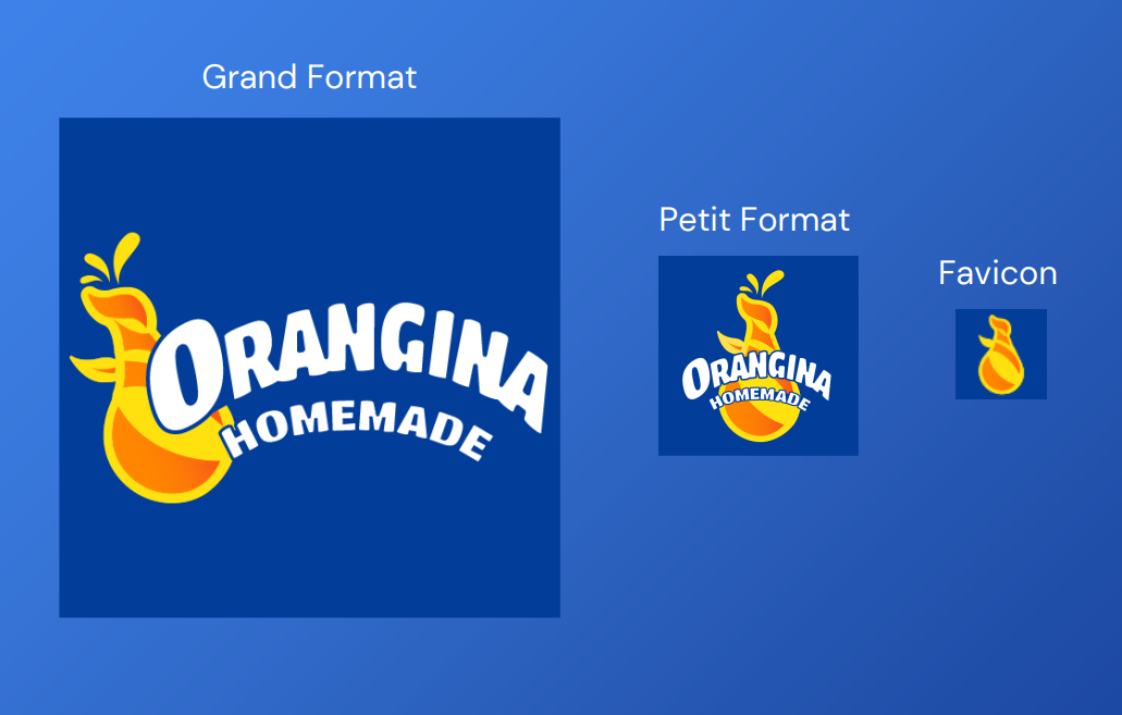 Variantes responsives du logo (grand format, petit format et favicon).