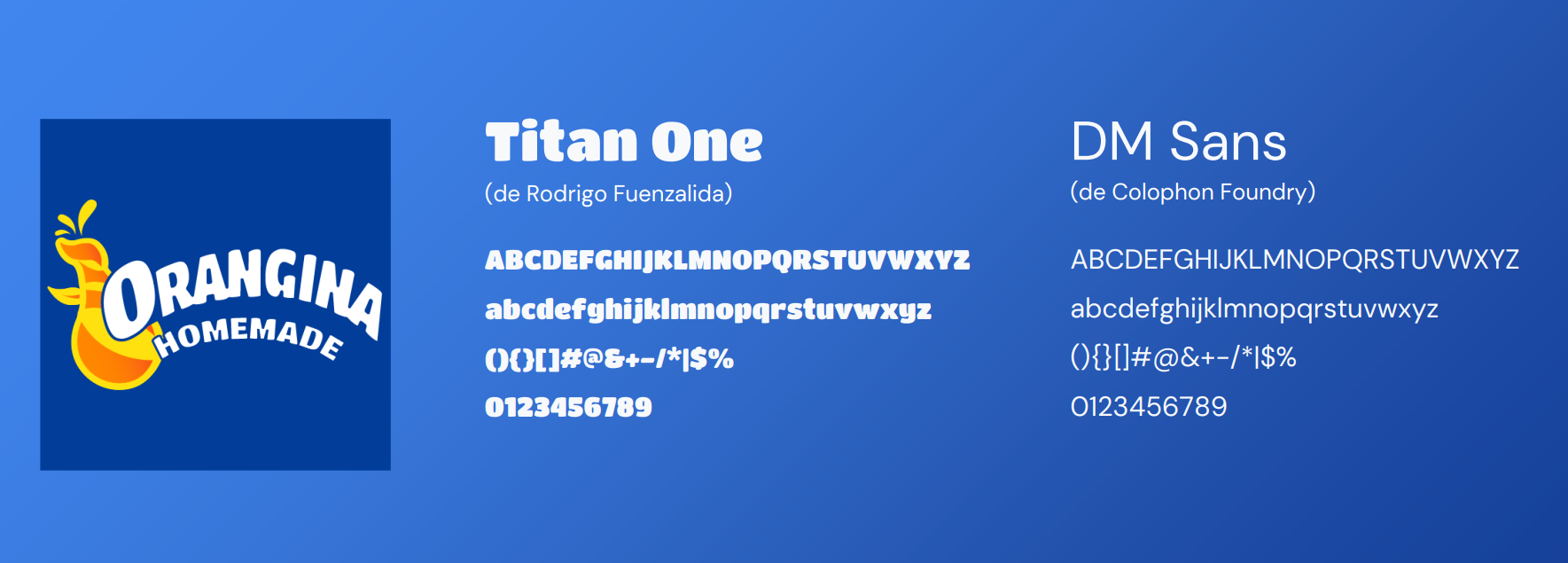 Univers typographique (polices d'écriture Titan One de Rodrigo Fuenzalida et DM Sans de Colophon Foundry).