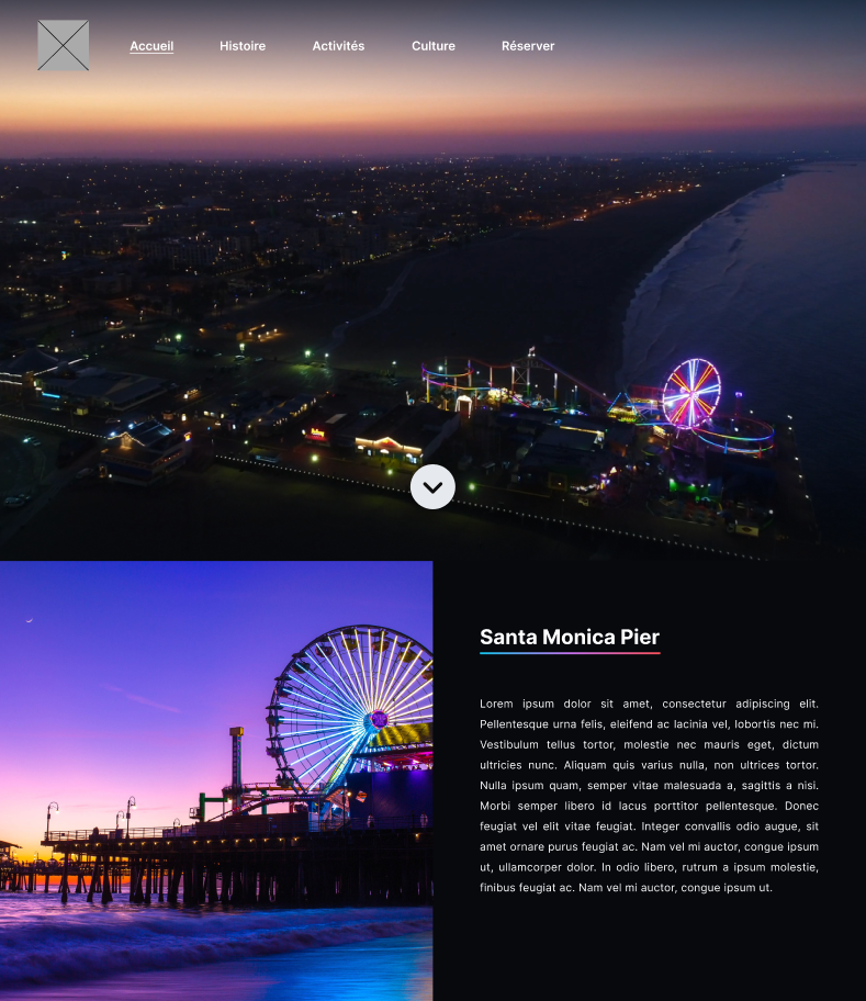 Maquette de la page d'accueil.